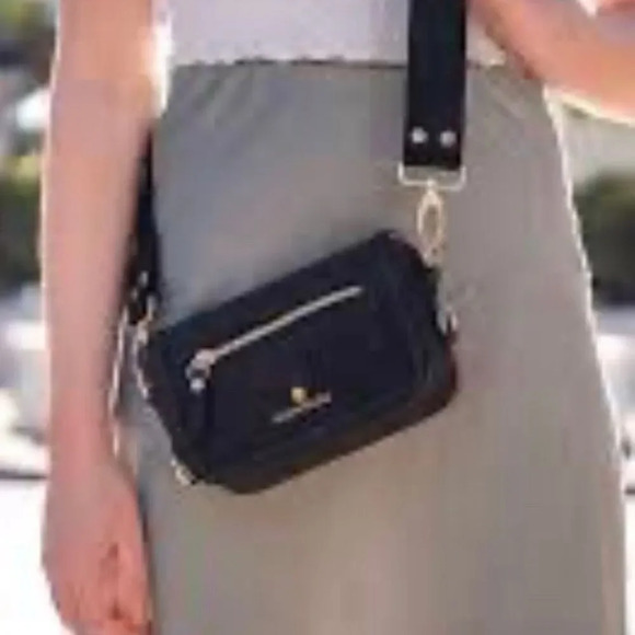 MONTAGE | Black Small Crossbody Travel Eco Convertible Tote Gold Hardware Zipper - Picture 1 of 8
